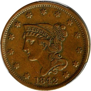 image for: 1842 1c PCGS/CAC XF45 (Large Date)