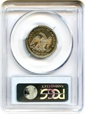 image for: 1858 25c PCGS Proof 63 * Multicolor Toning *