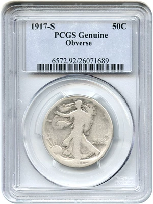 image for: 1917-S 50c PCGS Genuine (Mintmark Obverse)