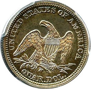 image for: 1858 25c PCGS Proof 63 * Multicolor Toning *