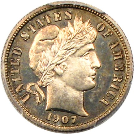 image for: 1907 10c PCGS Proof 65 Cameo