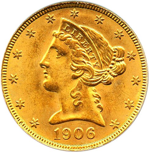 image for: 1906-D $5 PCGS/CAC MS64+
