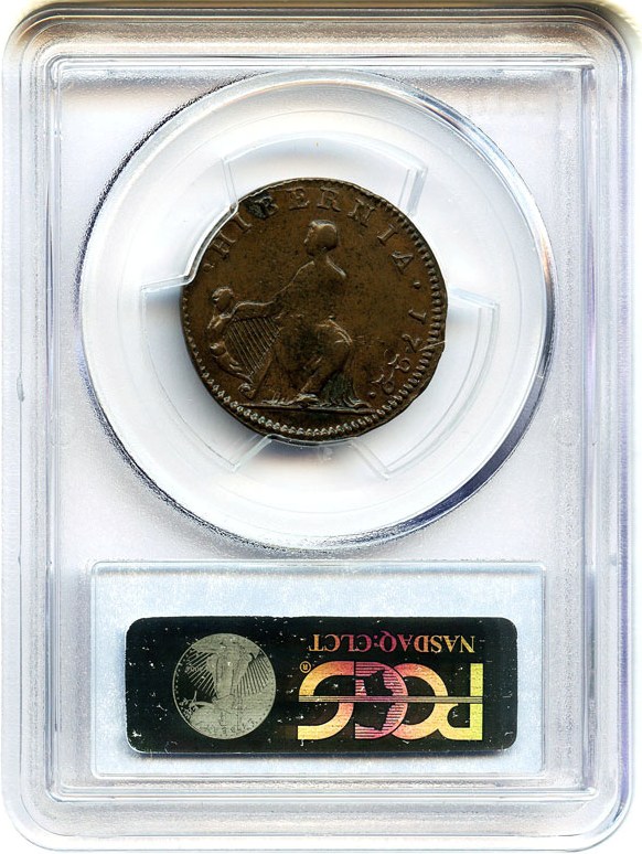 image for: 1722 Hibernia 1/2 P PCGS/CAC AU55 (Harp Left)