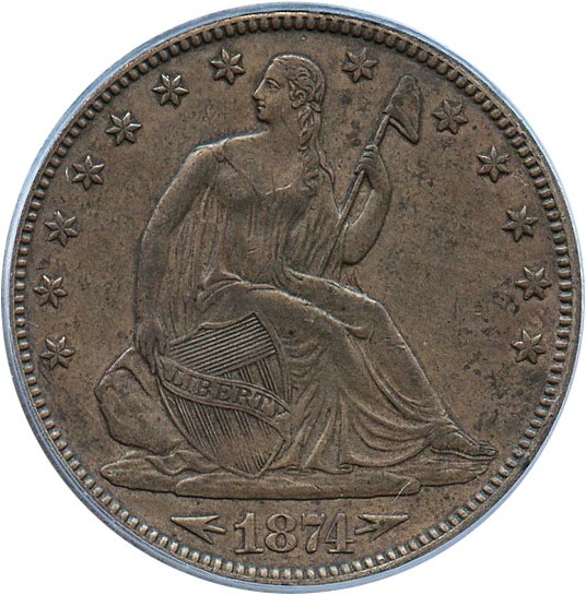 image for: 1874-CC 50c PCGS/CAC XF45 (Arrows)