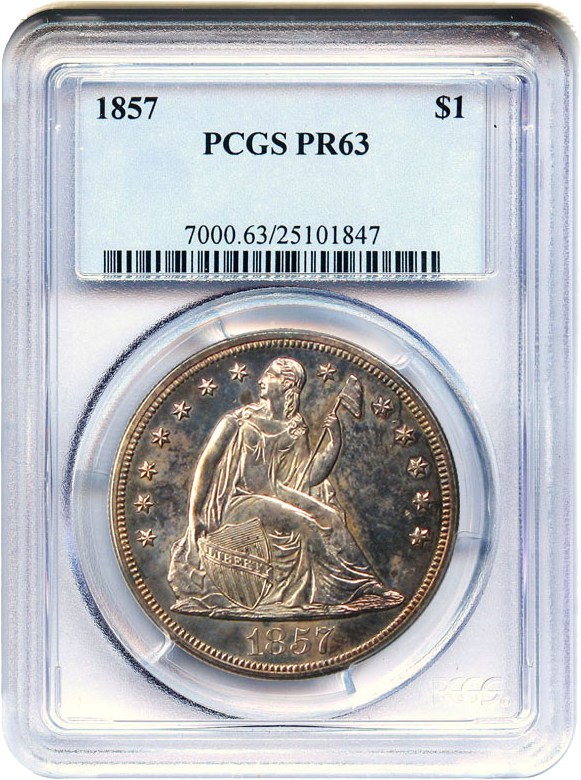 image for: 1857 $1 PCGS Proof 63