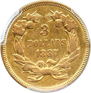 image for: 1887 $3 PCGS XF40