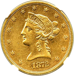 image for: 1872-S $10 NGC AU55