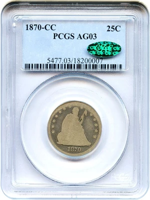 image for: 1870-CC 25c PCGS/CAC AG-3