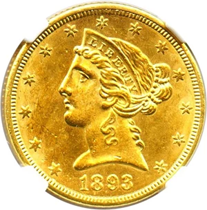 image for: 1893-CC $5 NGC MS63