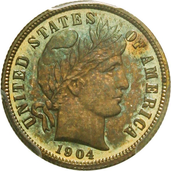 image for: 1904 10c PCGS/CAC Proof 66 - Beautiful Toning