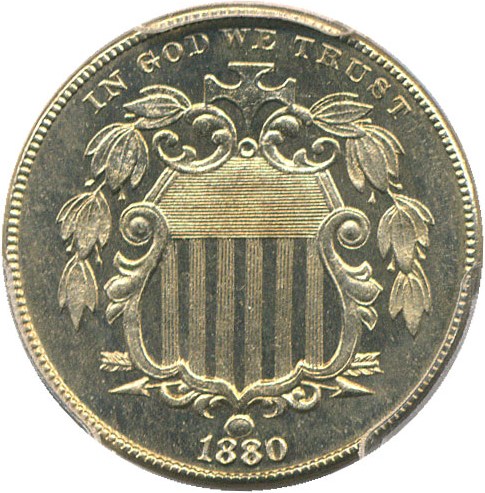 image for: 1880 5c PCGS/CAC Proof 66 Cameo