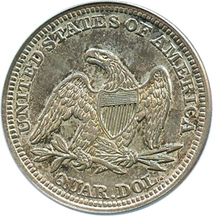 image for: 1853 25c PCGS AU50 (No Arrows)