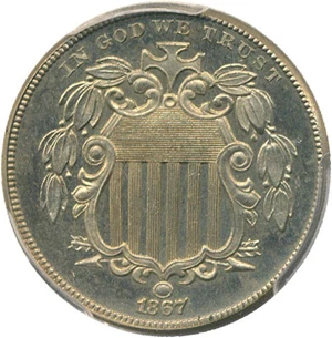 image for: 1867 5c PCGS Proof 64 (No Rays)