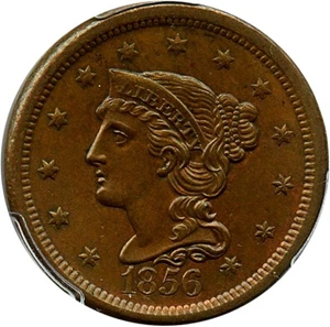 image for: 1856 1c PCGS/CAC MS65 BN (Slanted 5)