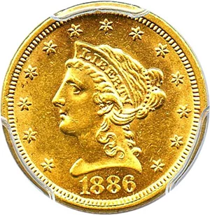 image for: 1886 $2 1/2 PCGS MS61