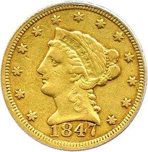 image for: 1847-C $2 1/2 PCGS VF35