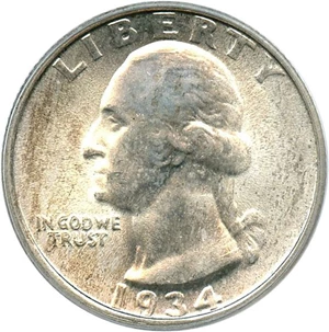 image for: 1934 25c PCGS MS65 (Doubled Die Obverse)