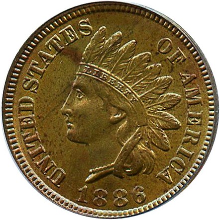 image for: 1886 1c PCGS MS64 BN (Type 1)