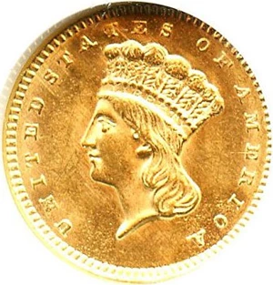 image for: 1861 G$1 NGC/CAC MS63
