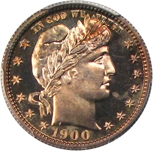 image for: 1900 25c PCGS Proof 63 Cameo * Pretty Color *
