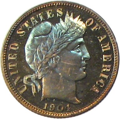 image for: 1904 10c PCGS/CAC Proof 66 * Richly Toned Gem  *