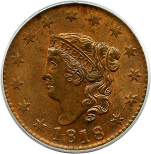 image for: 1818 1c PCGS/CAC MS63 BN