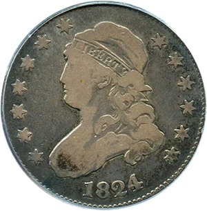image for: 1824/2 25c PCGS/CAC F12