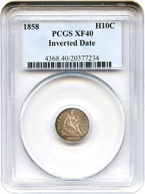 image for: 1858 H10c PCGS XF40 (Inverted Date)