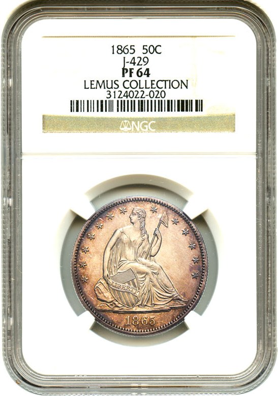 image for: Pattern: 1865 50c NGC Proof 64 (Judd-429)