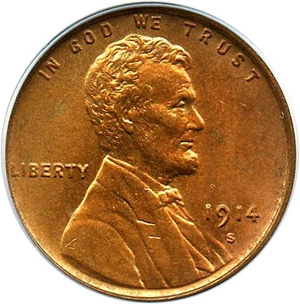 image for: 1914-S 1c PCGS MS64 RD