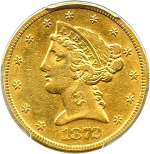 image for: 1872-CC $5 PCGS AU50