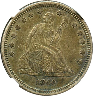 image for: 1860 25c NGC AU55