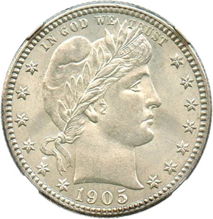 image for: 1905-S 25c NGC MS65