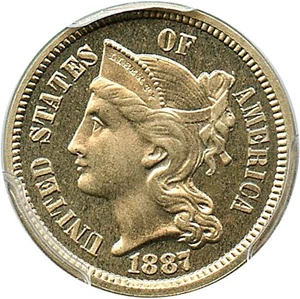 image for: 1887/6 3cN PCGS Proof 66 (Strong Overdate)