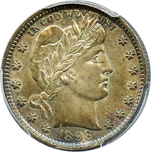 image for: 1898 25c PCGS MS63 * Colorful Toning *