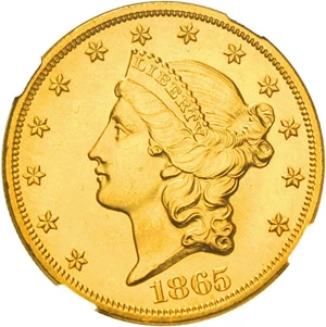 image for: 1865 $20 NGC MS63+