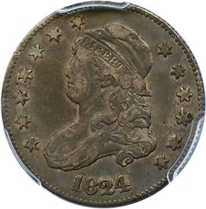 image for: 1824/2 25c PCGS/CAC VF35