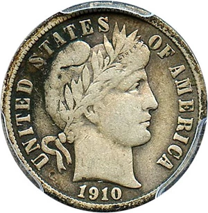 image for: 1910-S 10c PCGS VF30
