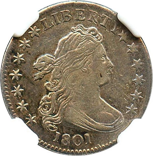 image for: 1801 10c NGC AU50 * Rare, early Bust dime *