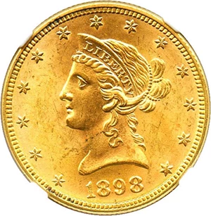 image for: 1898 $10 NGC/CAC MS64+