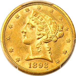 image for: 1893-CC $5 PCGS MS61