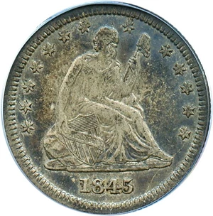 image for: 1845 25c PCGS XF40