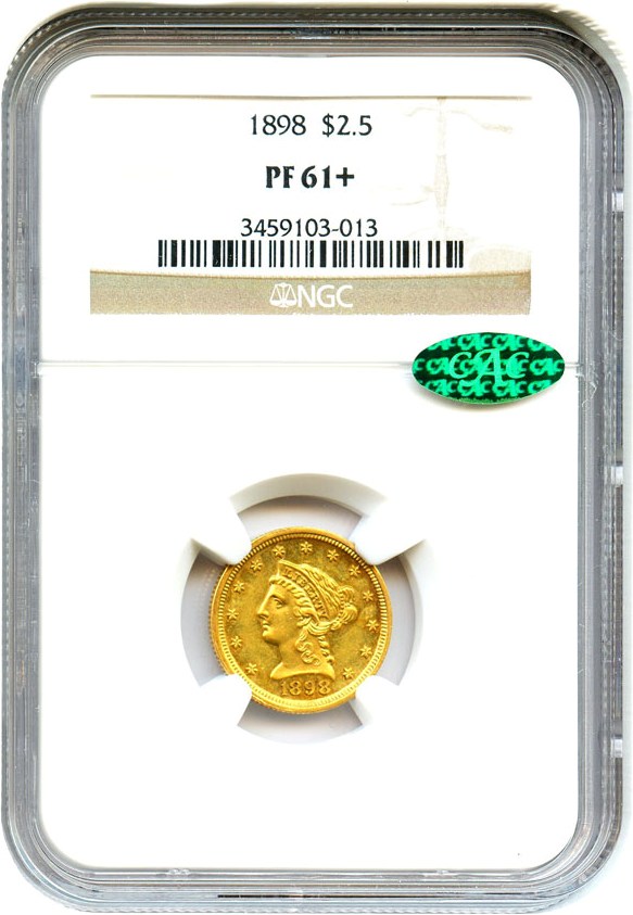 image for: 1898 $2 1/2 NGC/CAC Proof 61+