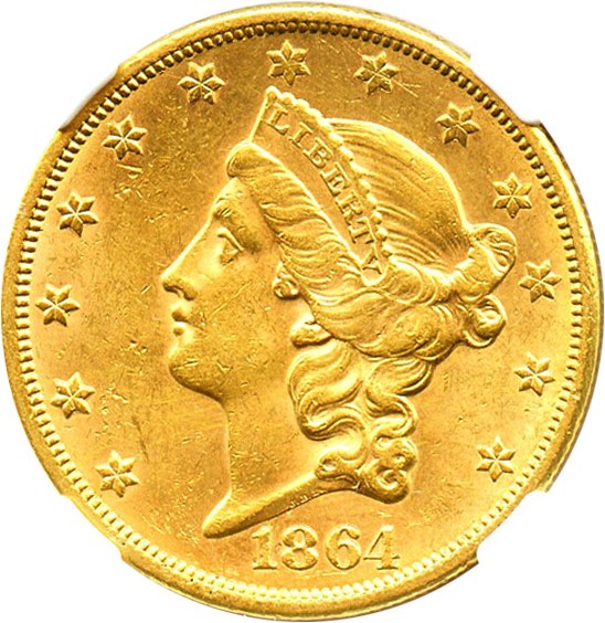 image for: 1864-S $20 NGC MS61