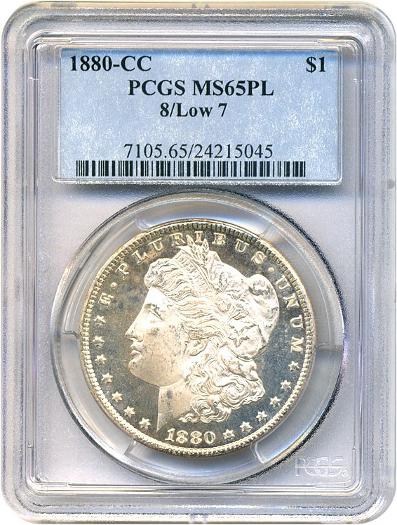 image for: 1880-CC $1 PCGS MS65 PL (8/ Low 7)