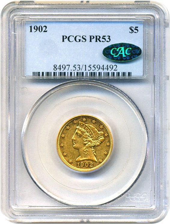 image for: 1902 $5 PCGS/CAC Proof 53