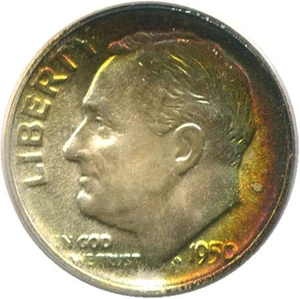 image for: 1950-S 10c PCGS MS68 * Rainbow Toning *