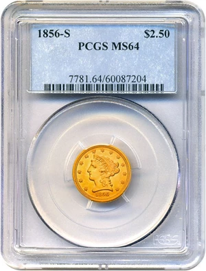 image for: 1856-S $2 1/2 PCGS MS64