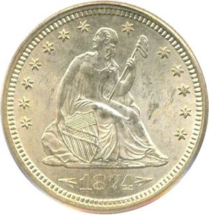 image for: 1874-S 25c PCGS MS65 (Arrows)