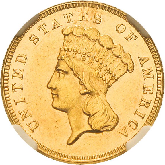 image for: 1885 $3 NGC AU58 PL